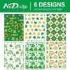 AnyDesign 12 Sheet St. Patrick's Day Wrapping Paper 6 Design Green Lucky Shamrock Rainbow Print Wrapping Paper Decorative Art Paper for Holiday Party Celebration, 19.7 x 27.6 Inch, Folded Flat view 3
