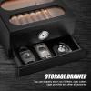 COOL KNIGHT Cigar Humidor with Front Hygrometer, Humidifier and Accessory Drawers-Tempered Glass Top Cigar Humidor Box - Spanish Cedar Humidor-Desktop Humidor That can Hold 20-35 Cigars.(Black) view 3