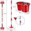Spin Mop and Bucket Set, 360 Spin Mop and Bucket with Wringer Set and 3 Microfiber Mop Refills, Stainless Steel 61" Extended Handle Spinning Mop Bucket System for Floor Cleaning view 2