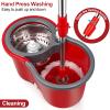 Spin Mop and Bucket Set, 360 Spin Mop and Bucket with Wringer Set and 3 Microfiber Mop Refills, Stainless Steel 61" Extended Handle Spinning Mop Bucket System for Floor Cleaning view 3