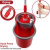 Spin Mop and Bucket Set, 360 Spin Mop and Bucket with Wringer Set and 3 Microfiber Mop Refills, Stainless Steel 61" Extended Handle Spinning Mop Bucket System for Floor Cleaning view 4