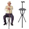 250lbs Load Tripod Cane Chair,0.6lb Lightweight Elderly Crutches,Aluminum Crutches Foldable Tripod Chair Seat Stool,Rubber Foot Pad Anti-Slip,Collapse Elderly Cane view 1