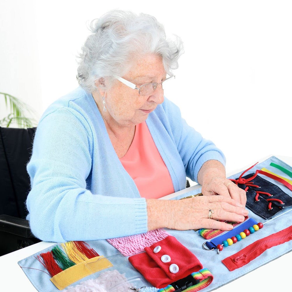Fidget Blanket for Adults with Dementia, Dementia Products for Elderly, Dementia Activities for Seniors, Grey