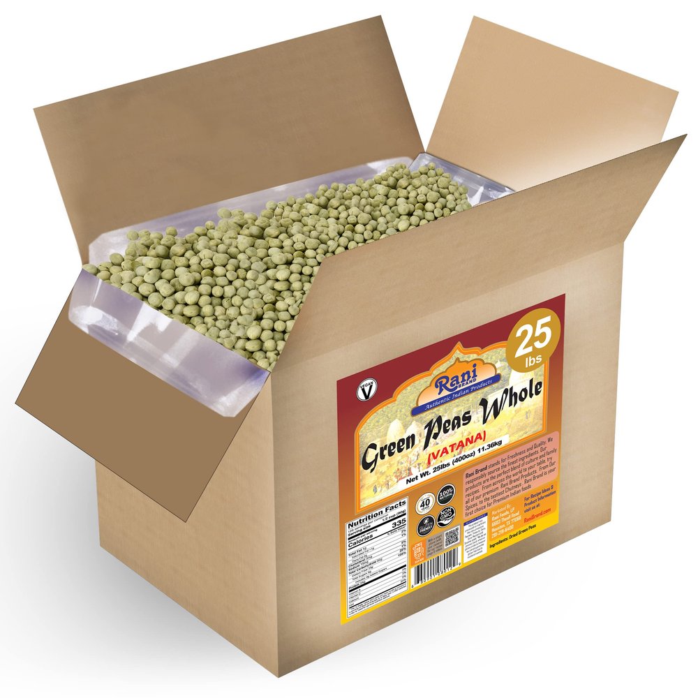 Rani Green Peas Whole, Dried (Vatana, Matar) 400oz (25lbs) 11.36kg Bulk Box ~ All Natural | Vegan | Gluten Friendly | Product of USA