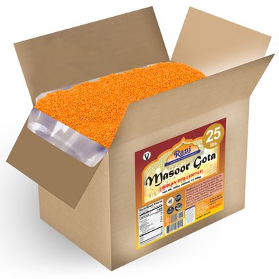 Rani Masoor Gota (Football) Indian Red Lentils Skinless 400oz (25lbs) 11.36kg Bulk Box ~ All Natural | Gluten Friendly | NON-GMO | Kosher | Vegan | Indian Origin