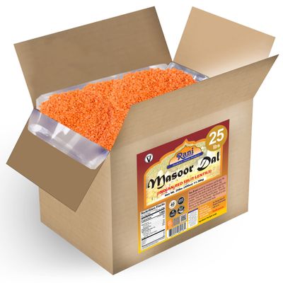 Rani Masoor Dal (Indian Red Lentils) Split Gram 400oz (25lbs) 11.36kg Bulk Box ~ All Natural | Gluten Friendly | NON-GMO | Kosher | Vegan | Indian Origin