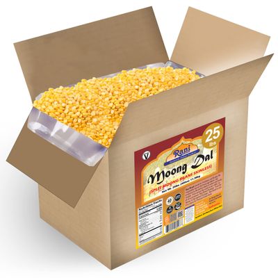Rani Moong Dal (Split Mung Beans Without Skin) Lentils Indian 400oz (25lbs) 11.36kg Bulk Box ~ All Natural | Gluten Friendly | Non-GMO | Kosher | Vegan | Indian Origin