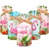 40 Pcs Flamingo Candy Bag Hawaiian Flamingo Treat Bags Tropical Pink Flamingos Candy Goodies Plastic Drawstring Gift Bag Summer Tropical Bag for Birthday Party Wrapping Snack Wedding Baby Shower view 1