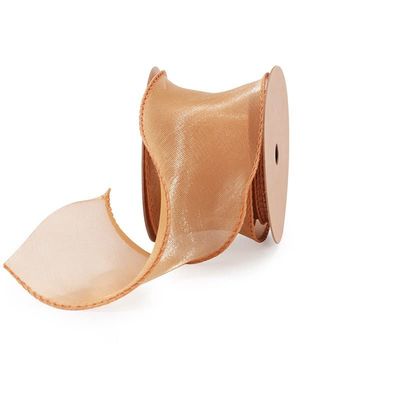 YASECO 50mm Wave Silk Organza Ribbon for Gift Wrapping Decoration Hair Bows Sewing Accessories Decorate Lace (Color : Light Brown 4.5m)