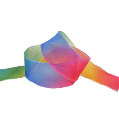 YASECO 10Yards/Roll 25mm Gradient Colors Printed Organza Ribbon for Hair Bows Accessories DIY Handmade Materials Gift Wrapping Decorate Lace (Color : 1, Size : 25mm)