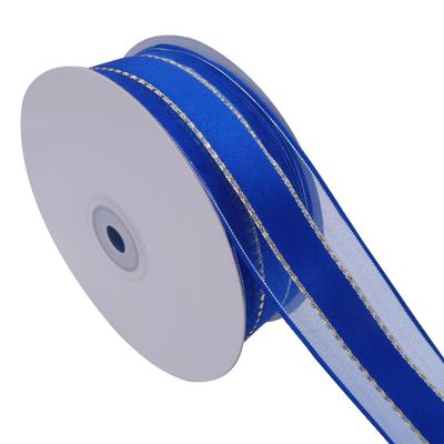 YASECO 38mm Blue Satin Sliver Edge Organza Ribbon for Gift Wrapping Bows for Crafts Fabric for Needlework Decorate Lace (Color : 2205, Size : 5 Yards)