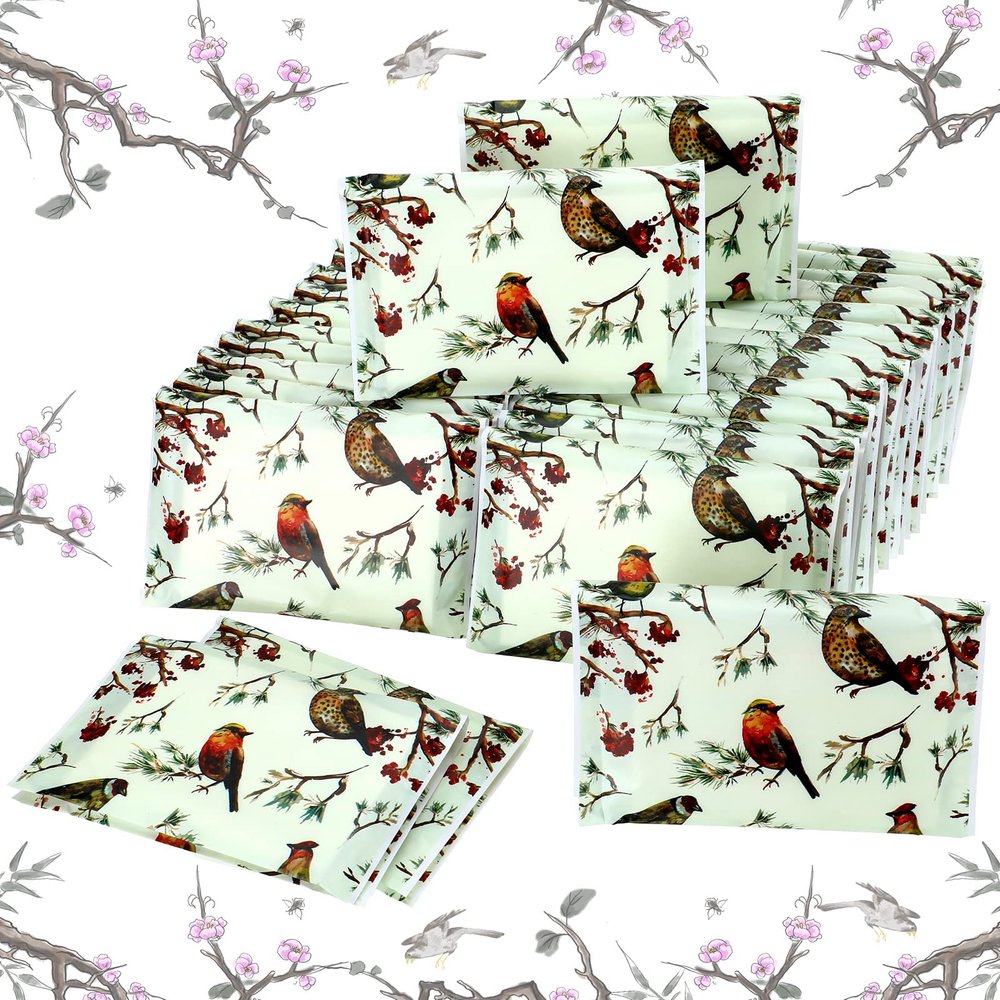Geyee 50 Packs Tissue Travel Size Facial Paper Napkins Travel Packs Disposable Pocket Tissues for Wedding Guest Traveling School Purse Home Supplies, 500 Sheets 3 Ply(Birds)