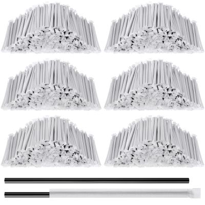 Hoolerry 2000 Pcs 8 Inch Plastic Straws Disposable Individually Wrapped Drinking Straight Long Straws, 0.24" Wide, for Hot and Cold Beverages (Black)