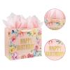 13" Large Happy Birthday Gift Bag with Card and Tissue Papers, Handles Floral Design for Women Girls Birthday Party (13" Pink) view 3
