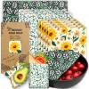 Beeswax Wrap, 9 Pack Eco-Friendly Beeswax Wraps for Food Storage, Organic, Sustainable, Beeswax Food Wraps, Zero Waste Reusable Food Wrap Beeswax Paper 1L, 3M, 5S Plants Pattern Sandwich Wrappers view 1