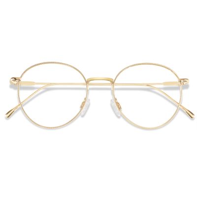ANDWOOD Blue Light Blocking Glasses Women Men Computer Small Face Clear Bluelight Blocker Metal Frame Round Gold