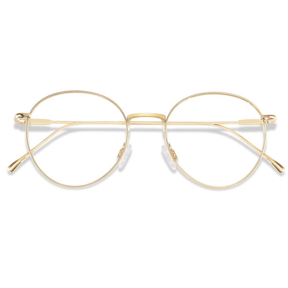 ANDWOOD Blue Light Blocking Glasses Women Men Computer Small Face Clear Bluelight Blocker Metal Frame Round Gold