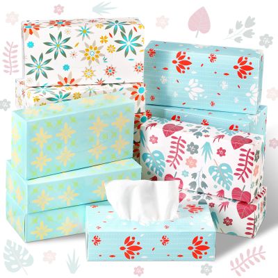 Yinder 12 Packs 1560 Sheets Soft Facial Tissues Box 2 Ply 130 Sheets Per Box Household Facial Tissues Bulk Fit for Bathroom Kitchen Office Car Home Use(Plant Flower)