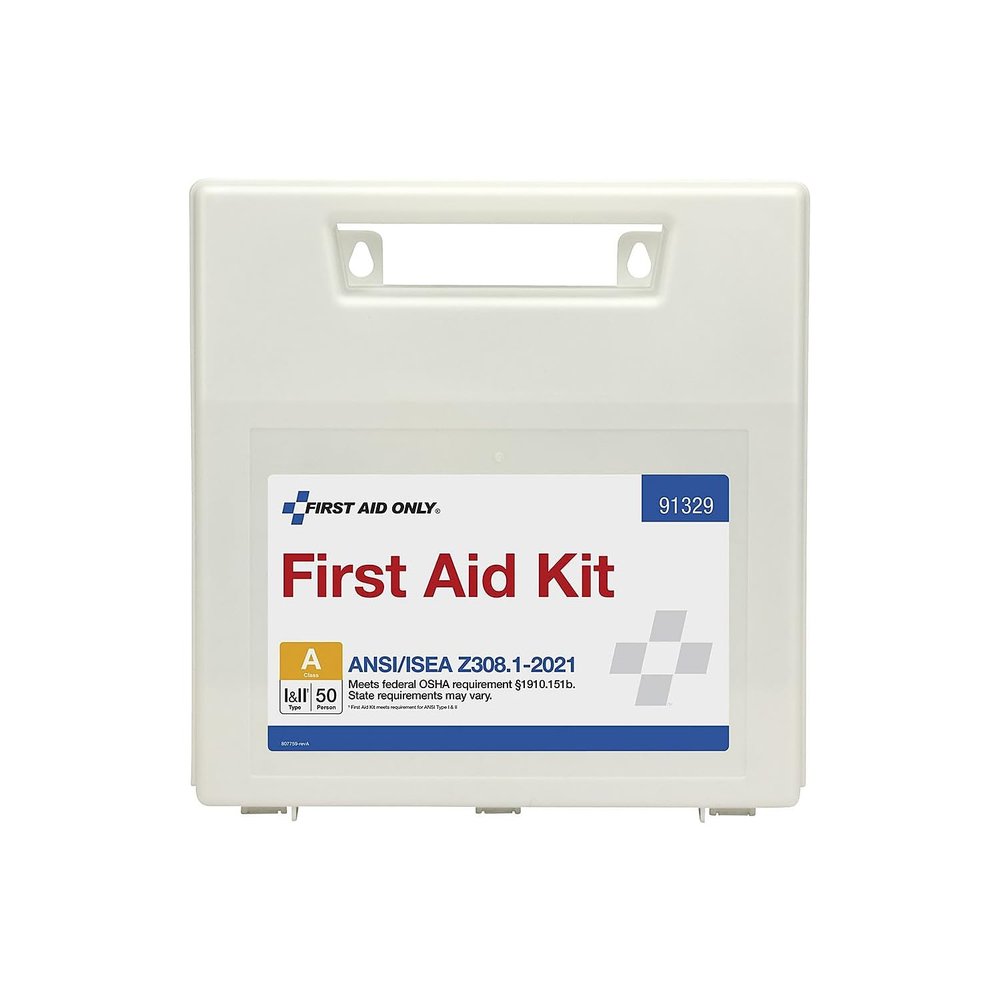 First Aid Only 91329: 50 Person Ansi 2021 Class A, Plastic First Aid Kit with Dividers