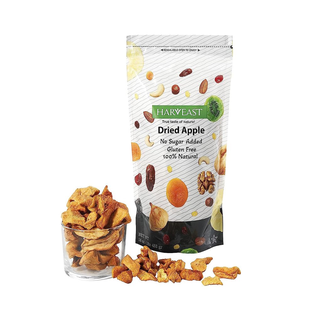 HARVEAST Dried Apples - Dehydrated Sliced Apple Snack - Tender & Sweet Whole Dried Fruits - Vegan Treats in Resealable Pack - Sugar Free, Non-GMO, Unsulfured, Gluten Free & Kosher (10 Oz, 1 Pack)