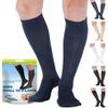 (3 Pairs) Made in USA - Circulating Dress Compression Socks 20-30mmHg for Men & Women - Knee Hi Firm Support Stockings for Nursing Travel Flight Work - Navy & Black & Black view 2