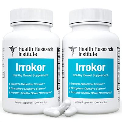 (2 Pack) Irrokor Healthy Bowel Support-Health Research Institute-60 Capsules-Improved Formula-Official Irrokor