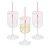 Fun Express Lidded Plastic Wine Glasses with Straws, 12 Pieces view 1