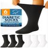 Special Essentials Diabetic Socks for Men & Women  6 Pairs of Non-Binding Extra Wide Top Cotton Neuropathy Socks  Crew Length, Black and White, 13-15 view 1