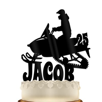Personalized Snow Mobile Cake Topper Birthday Ski-Doo (6 inch, Dark BLue)