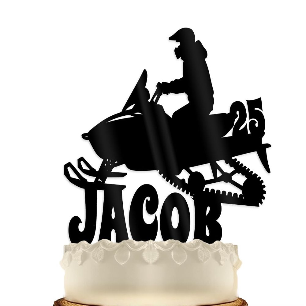 Personalized Snow Mobile Cake Topper Birthday Ski-Doo (6 inch, Dark BLue)