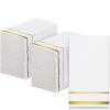 300 Pcs Disposable Guest Towels Guest Napkins Hand Towels for Wedding Graduation Bathroom Kitchen Party Dinners or Events (Gold,Stripe Pattern) view 1