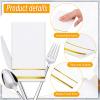 300 Pcs Disposable Guest Towels Guest Napkins Hand Towels for Wedding Graduation Bathroom Kitchen Party Dinners or Events (Gold,Stripe Pattern) view 2