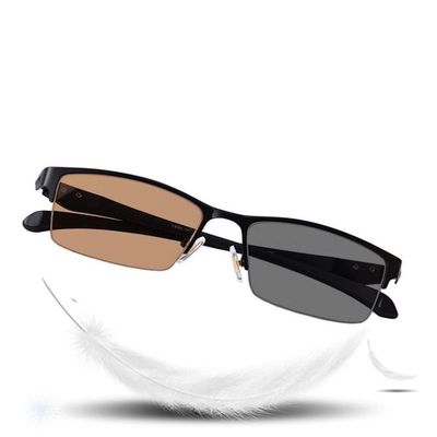 FREAZE Photochromic Eyeglasses Men Half Frame Reading Glasses Business Eyewear Light Weight Eye Care Readers Gray/tan Lenses (Color : Brown, Size : 0.0)