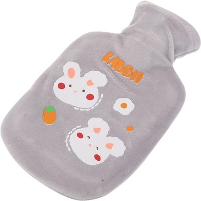SCAPH Plush Hot Water Bottle Silicone Hot Water Bag for Kids Adults Winter Hand Warmer Gift 350ML (Color : Grey)