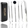 Premium Dental Tools, Plaque Remover for Teeth, Professional Hygiene Cleaning Kit,Stainless Tooth Scraper Plaque Tartar Remover Cleaner,Dental Pick Scaler Oral Care Tools Set (Set of 6 with CASE) view 1
