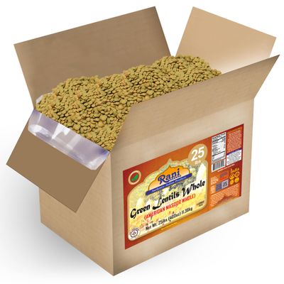 Rani Masoor Whole (Green Lentils Whole With Skin) 400oz (25lbs) 11.36kg Bulk Box ~ All Natural | Vegan | Gluten Friendly | Non-GMO | Kosher | Product of USA
