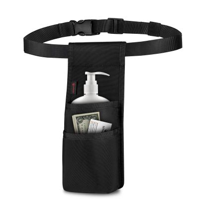 SITHON Professional Massage Bottle Bag for 1 Bottle, Lotion Oil Waist Holder Organizer, Massage Therapist Holster with Adjustable Belt, Multiple Pockets (Bag Only) (Black)