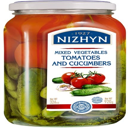 Nezhin Marinated Pickled Cucumber and Tomato Mix, Flavorful, No Added Preservatives, 920 gram Pack of 1