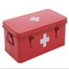 Xbopetda First Aid Medicine Box, First Aid Kit Supplies Bin, Metal Medicine Storage Tin, First Aid Empty Box with Safety Lock for Home Emergency Tool Set-Red view 1