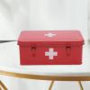 Xbopetda First Aid Medicine Box, First Aid Kit Supplies Bin, Metal Medicine Storage Tin, First Aid Empty Box with Safety Lock for Home Emergency Tool Set-Red view 4