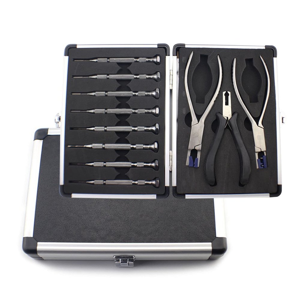 NICHOY Optical Eyeglass Tool Kit/Professional Glasses Repair Kit with 8 Magnetic Eyeglass Screwdrivers,3 Eyeglass Pliers and Storage Box/Eyeglass Adjustment Tools(Color:,Size:11 pcs)