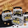 Fangleland 24pcs The Notorious One Party Favors Boxes, Black Gold 1st Birthday Treat Boxes with Handle - Hip Hop Theme Big One First Birthday Candy Gift Decorations for Boy view 2