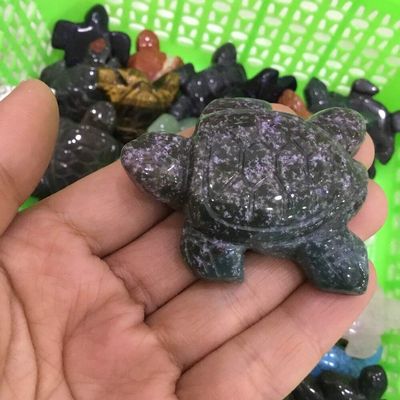 HXSCOO Natural Mineral Crystal Tortoise carvings Stone Crystal Turtle Figurine