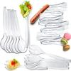 VeZee's Plastic Serving Utensils, Clear Heavy Duty Disposable utensil | Set 10" Spoons 10" Forks | 3 Each in One Set| 24 Count view 3