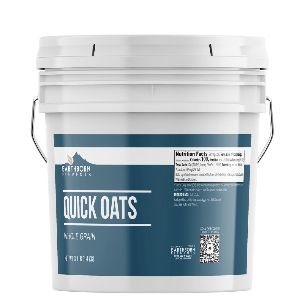 Earthborn Elements Quick Oats 1 Gallon, Bulk Size, Quick Breakfast, Whole Grain Oats