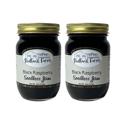 Redhawk Farms Seedless Black Raspberry Jam - Slowcooked Black Raspberry Jelly - Homemade Jams, Jellies, & Preserves (18 oz)