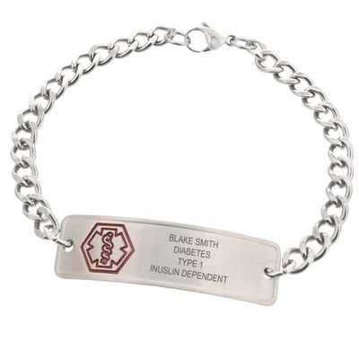 American Medical ID  Stainless Steel Classic Bracelet  Unisex Alert Bracelet (9" for 8.5" Wrist)