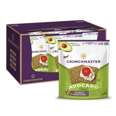 Crunchmaster Crunchy Baked Rice Crackers, Avocado Toast Ultimate Everything, Vegan Friendly, Kosher, Gluten Free & Non-GMO, 3.54 Ounce (Pack of 12)