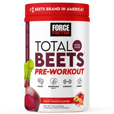Force Factor Total Beets Pre-Workout Powder to Boost Energy & Endurance, Increase Strength, and Improve Blood Flow and Pumps, Nitric Oxide Supplement with Beet Root Powder, Fruit Punch, 30 Servings