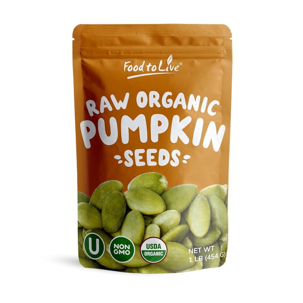 Food to Live Organic Sprouted Pumpkin Seeds with Himalayan Salt, 1 Pound  Non-GMO, Lightly Salted, Raw, Kosher, Keto and Paleo Friendly, Vegan, Bulk. Highly Nutritious. Great for Snacking and Soups